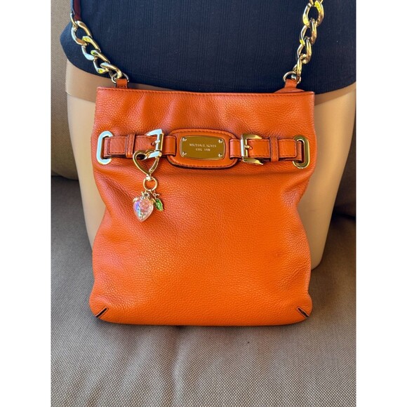 Michael Kors Orange Leather Hamilton Crossbody Bag - Picture 1 of 9